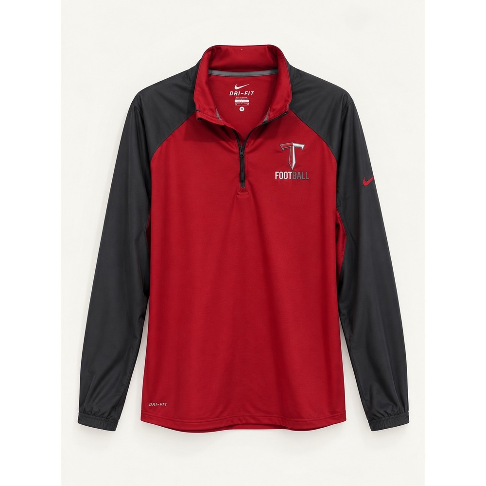 Nike Troy Trojans Football Mens L Dri-FIT Quarter Zip Pullover Red Black NCAA